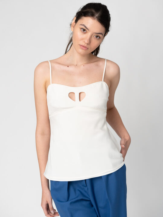 Maiou mătase 'Cut-out heart' alb