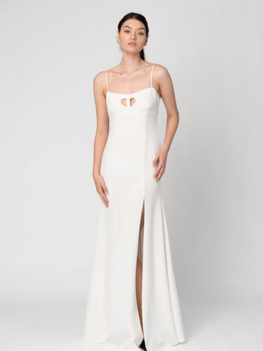 Rochie lungă albă 'Cut-out heart'