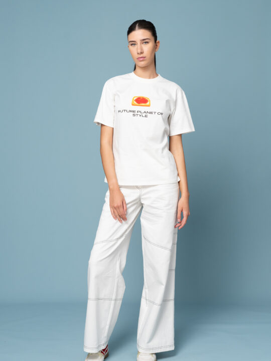 Pantaloni denim albi