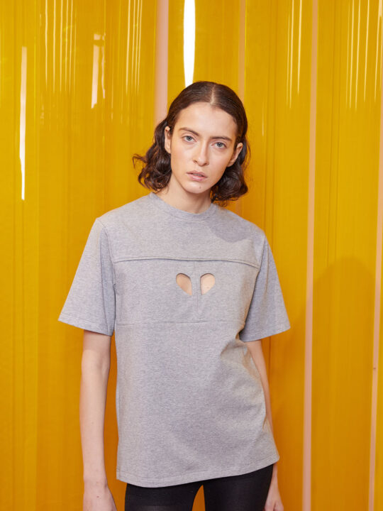 Tricou gri 'Cut-out heart'